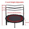 36" Foldable Mini Trampoline,Fitness Trampoline with Adjustable Handrail and Safety Pad,Indoor/Outdoor Exercise Rebound Trampoline for Kids