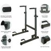 Power Tower Dip Station with Bench Pull Up Bar Stand Adjustable Height Heavy Duty Multi-Function Fitness Training Equipment