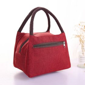 Cosmetic Bag Bag Women's Handbag Oxford Cloth Lunch Box Bag Lunch Bag Mummy Bag For Work Shopping Small Cloth Bag (Option: Jeans, Deep Red)