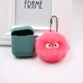 Dust Elf Small Briquette Keychain Pendant Plush Round Student Schoolbag Key Pendant (Option: Watermelon Red-Coal Elf Pendant)