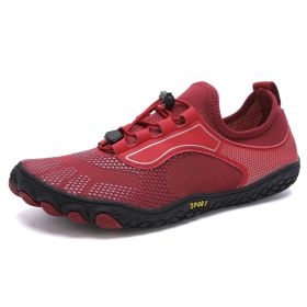 Men's And Women's Fitness Exercise Running Outdoors Climbing Shoes (Option: 2303Wine Red-36)