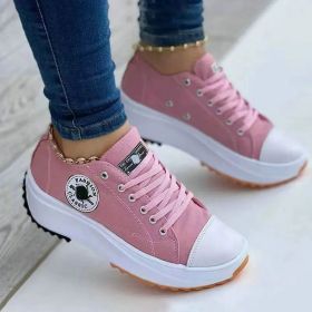 Speedy 2023classic White Canvas Shoes Women Sneakers Solid (Option: Pink-35)