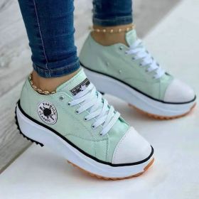 Speedy 2023classic White Canvas Shoes Women Sneakers Solid (Option: Green-35)