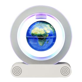 Magnetic County Floating Earth Instrument Bluetooth Speaker Decoration Crafts Strange (Option: Silver English Blue Sphere-US)