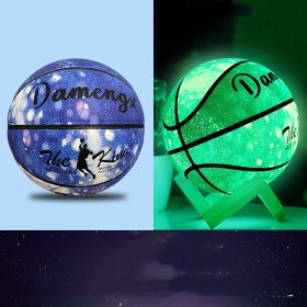 Luminous Luminous Basketball PU Soft Leather Outdoor Wear-resistant And Non-slip (Option: Starry sky blue luminous-5Ball)