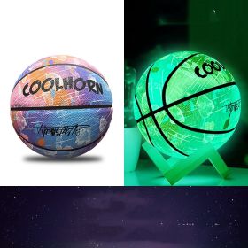 Luminous Luminous Basketball PU Soft Leather Outdoor Wear-resistant And Non-slip (Option: The meteor shower is luminous-5Ball)