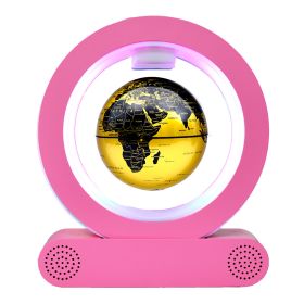 Magnetic County Floating Earth Instrument Bluetooth Speaker Decoration Crafts Strange (Option: Pink English Golden Ball Body-US)