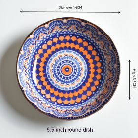 Underglaze Round Plate Ceramic Household Creative Seasoning Saucer Dish (Option: Ethnic Style)