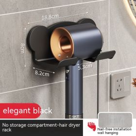 Punch-free Wall-mounted Hair Dryer Storage Rack (Option: Black-1PCS)