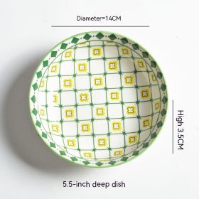 Underglaze Round Plate Ceramic Household Creative Seasoning Saucer Dish (Option: Green Logg)