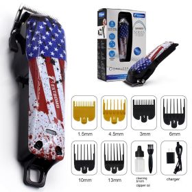 Oil Head Trim Hair Graffiti Hair Scissors Professional Electric Hair Clipper (Option: American Flag)