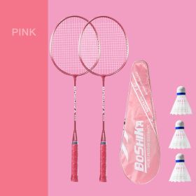 Badminton Racket For Beginners Children Set Iron Alloy A (Option: Set658 cherry pink racket)