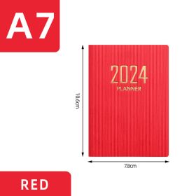 2024a7 English Schedule Book Creative Small Pocket Notebook (Option: A7-Red)