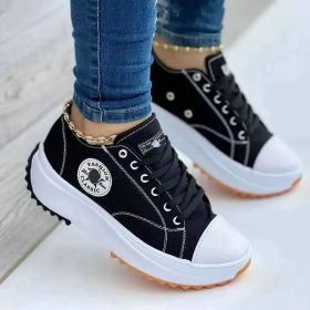 Speedy 2023classic White Canvas Shoes Women Sneakers Solid (Option: Black-35)