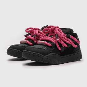 Thick Bottom Versatile Casual Men's And Women's Breathable Shoes (Option: Black Pink-41)