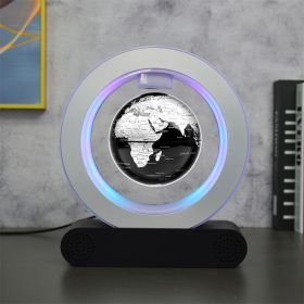 Magnetic County Floating Earth Instrument Bluetooth Speaker Decoration Crafts Strange (Option: Black English Silver Ball Body-EU)