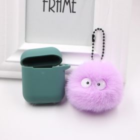 Dust Elf Small Briquette Keychain Pendant Plush Round Student Schoolbag Key Pendant (Option: Taro Purple-Coal Elf Pendant)