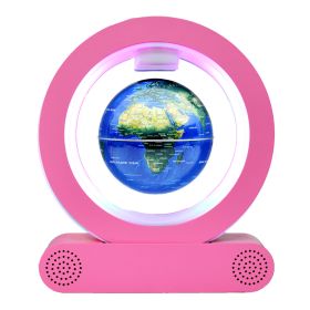 Magnetic County Floating Earth Instrument Bluetooth Speaker Decoration Crafts Strange (Option: Pink English Blue Ball Body-AU)