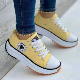 Speedy 2023classic White Canvas Shoes Women Sneakers Solid (Option: Yellow-35)