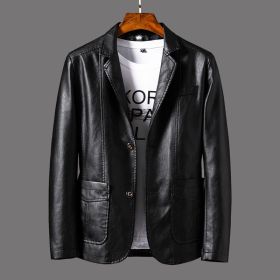 Men's Youth Leather Jacket Coat (Option: Black-2xl)