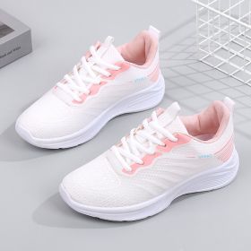 New Women's Sneaker Autumn Breathable Mesh Surface Shoes (Option: White Powder-38)