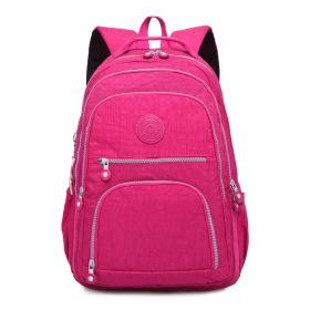 Tegaote Middle School Backpack Nylon Waterproof Large Capacity Simple And Lightweight Computer Bag (Option: Wine Red-T1368)