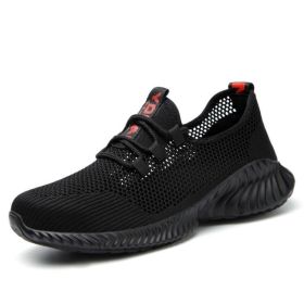 Men's Fashionable Breathable Steel Head Stab-resistant Midsole Light Work Shoes (Option: Black Bottom-43)